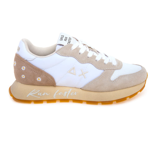 Sneaker SUN68 Ally Vintage in camoscio e tessuto con margherite ricamate