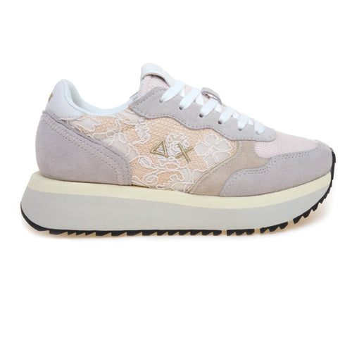 Sneaker SUN68 Big Ally Flower in camoscio e pizzo con pattern floreale