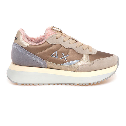Sneaker SUN68 Big Ally Teddy in nylon e camoscio con fodera teddy