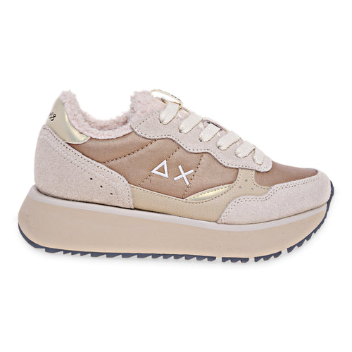 Sneaker SUN68 Big Ally Teddy in camoscio e tessuto satinato