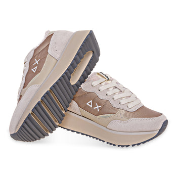 Sneaker SUN68 Big Ally Teddy in camoscio e tessuto satinato - 4