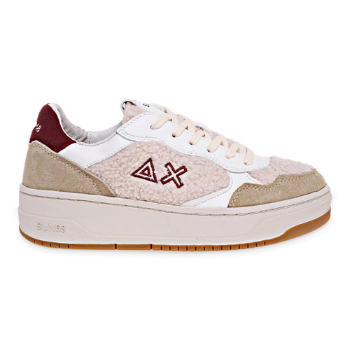 Sneaker SUN68 Basket Love Lady Teddy in pelle e tessuto