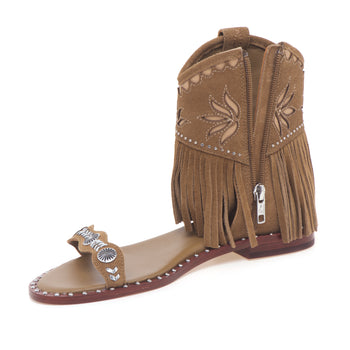 Sandalo stile texano Ash in camoscio con frange e borchie - 4
