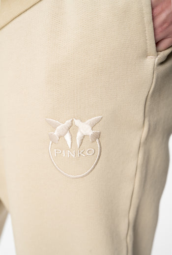 Pantaloni joggers Pinko in cotone old wash con logo ricamato - 3