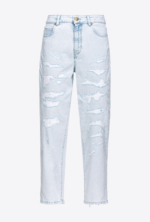 Jeans Pinko mom-fit in cotone con strappature - 1