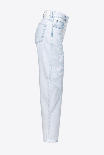 Jeans Pinko mom-fit in cotone con strappature - 7