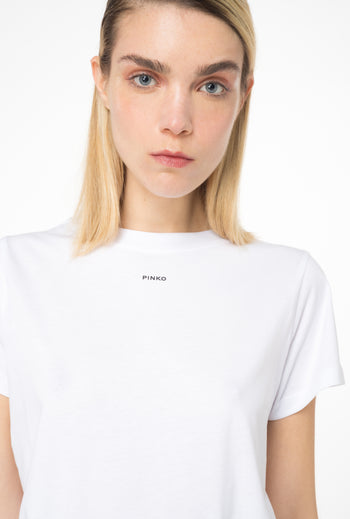 T-shirt basic Pinko in cotone old wash con mini logo - 6