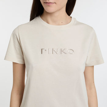 T-shirt Pinko in cotone con logo ricamato - 6