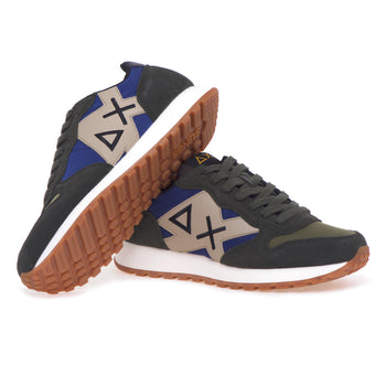 Sun68 Jaki Bicolor sneaker in suede and fabric with maxi leather logo - 4