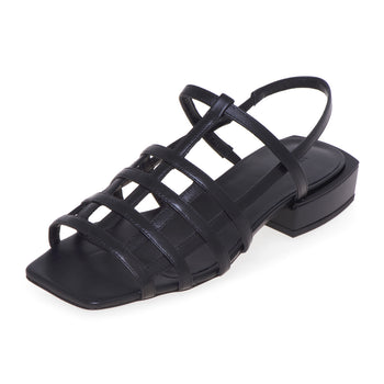Vic Matiè flat sandal in leather with cage-effect upper - 4