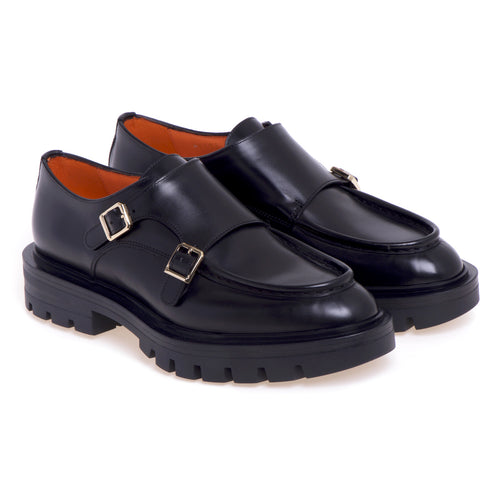 Santoni leather shoe with double buckle - 2