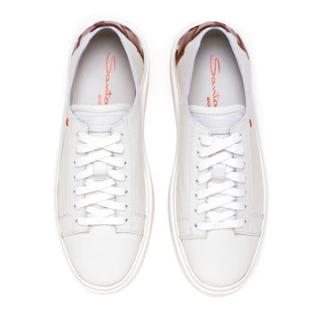 Santoni 'Cleanic' leather sneaker with weaving on the heel - 5