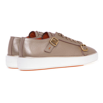Santoni sneakers in hammered leather with buckles - 3