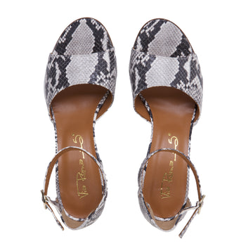 Via Roma 15 sandal in python print leather with 50 mm heel - 5
