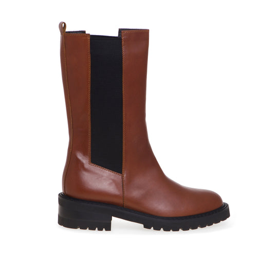 Chelsea boot Via Roma 15 in leather with 3/4 shaft