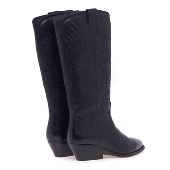 Felmini Texan boot in leather with embroidery - 3