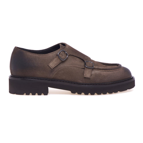 Doucal's Norwegian stitch suede shoe with double buckle