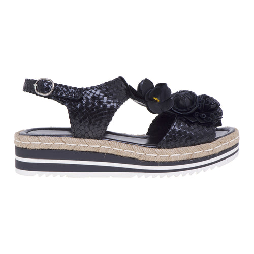 Pons Quintana sandal in woven leather with flower