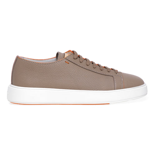 Hammered leather sneaker with orange piping