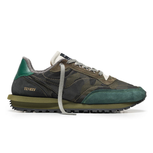 Hidnander "Tenkei Track Ed" sneakers in suede and camouflage fabric