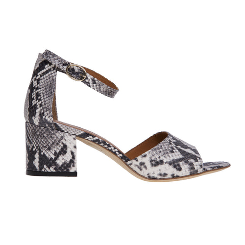 Via Roma 15 sandal in python print leather with 50 mm heel