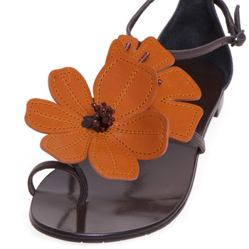 Lola Cruz sandal in leather with flower - 4