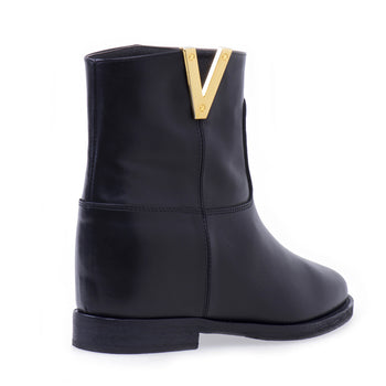 Via Roma 15 leather ankle boot with metal "V" accessory - 3