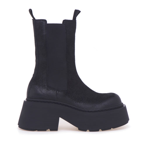 Vic Matie' Chelsea boot in greased suede with maxi platform