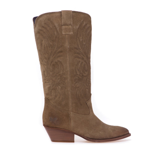 Felmini Texan boot in suede with embroidery