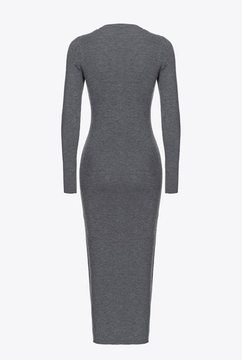 Pinko long fitted dress in wool blend knit - 5