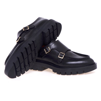 Santoni leather shoe with double buckle - 4