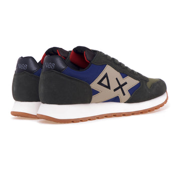 Sun68 Jaki Bicolor sneaker in suede and fabric with maxi leather logo - 3