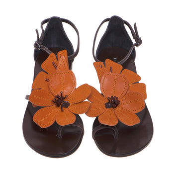 Lola Cruz sandal in leather with flower - 5