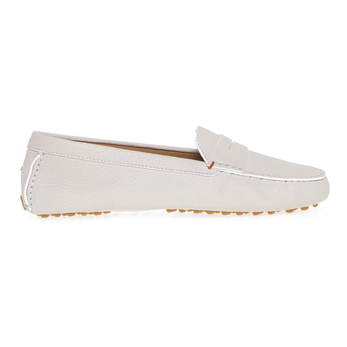 Santoni moccasin in hammered leather with rubber studs