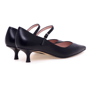 Anna F. leather pump with strap and "V" neckline - 3