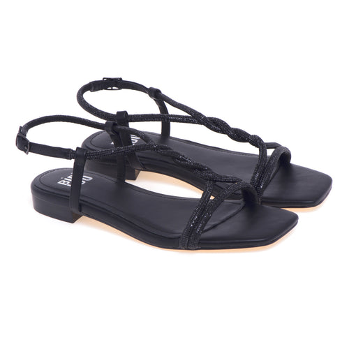 Bibi Lou flat sandal in eco-leather with rhinestones - 2