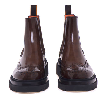 Chelsea-Stiefel im englischen Stil von Santoni aus glänzendem Leder mit Antikeffekt - 5