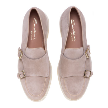 Santoni moccasin in suede with double buckle - 5