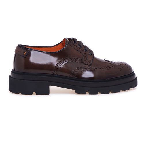 Santoni English style lace-up shoes in shiny antique-effect leather - 1