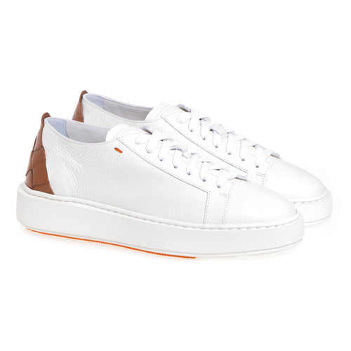 Santoni 'Cleanic' leather sneaker with weaving on the heel - 2