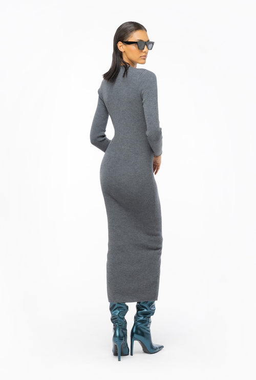 Pinko long fitted dress in wool blend knit - 2
