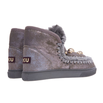 Boot Mou Eskimo Sneaker in camoscio laminato con maxiborchie oro - 3