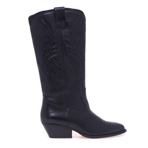 Felmini Texan boot in leather with embroidery