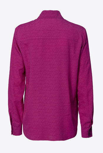 Pinko shirt in logoed jacquard silk crêpe de Chine - 5