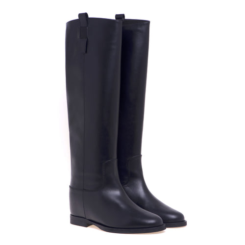 Via Roma 15 leather boot with internal wedge and zip - 2
