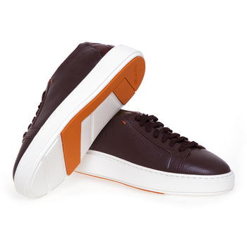 Santoni leather sneaker with braided heel - 4