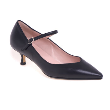 Anna F. leather pump with strap and "V" neckline - 4