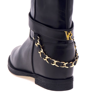 Via Roma 15 leather boot with strap with "VR" logo and chain - 4