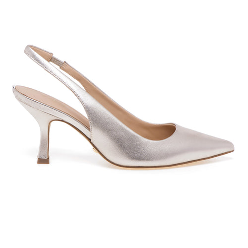 Guess decolletè in laminated leather with open heel and 80 mm heel