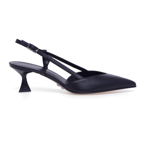Sergio Levantesi leather pumps open at the back with 50 mm heel